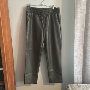Loft Faux Leather Dark Green Pants High Rise
